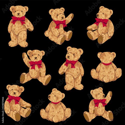 Cute bear vector illustration collection,