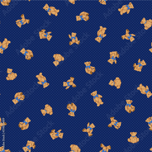 Seamless pattern of cute bear illustration,