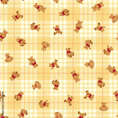 Seamless pattern of cute bear illustration,