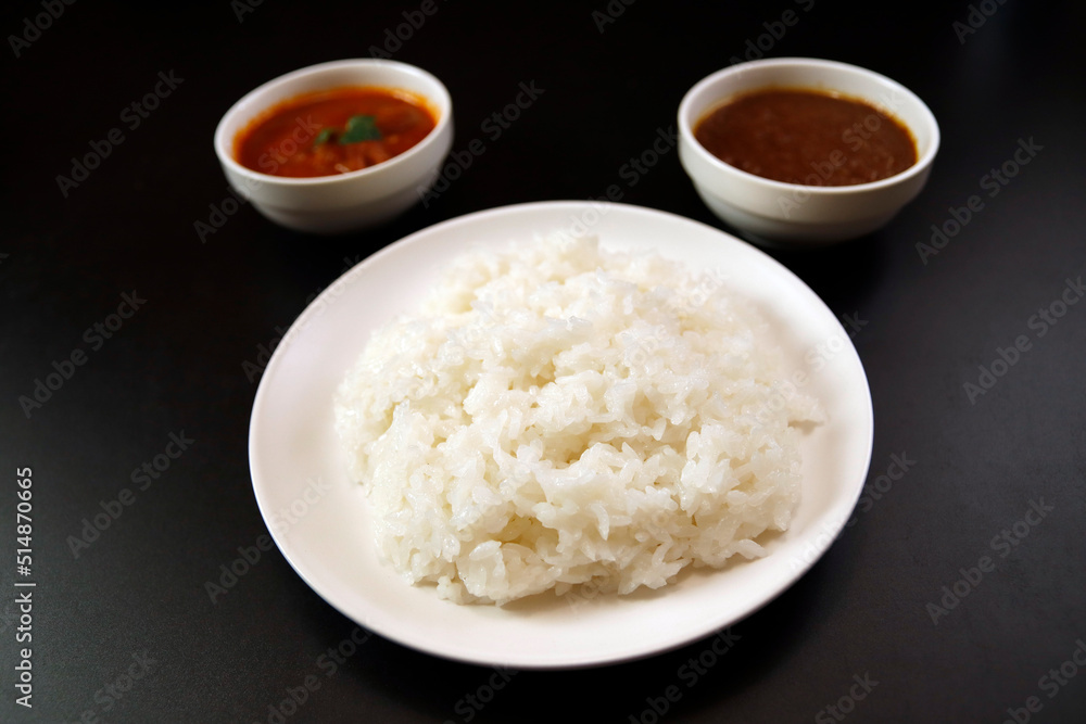 Indian curry and rice on the table Indian curry and rice on the table
