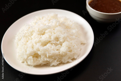 Indian curry and rice on the table