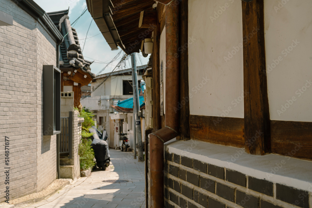 Bukchon Hanok Village alley in Seoul, Korea Bukchon Hanok Village alley in Seoul, Korea