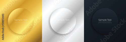 Set of circles gold, silver, black background with copy space. modern style design for poster, brochure, banner, website. Vector EPS 10