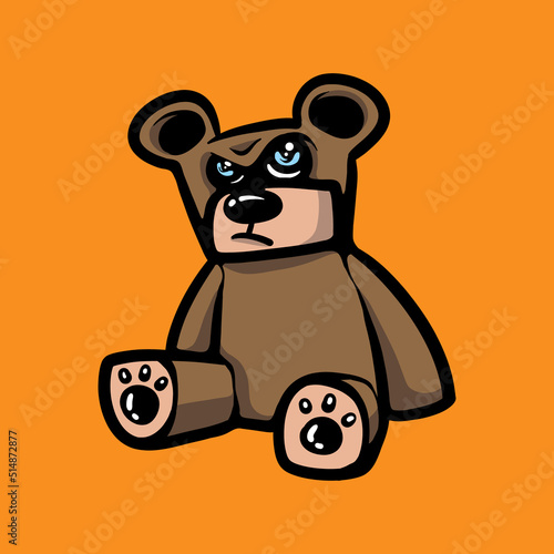 Grumpy bear puppet cartoon vector illustration