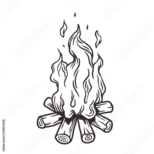 Campfire or bonfire outdoor for camping adventure. Nature outdoor recreation, forest explore