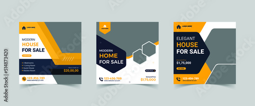 Real estate home instagram social media post vector design template
