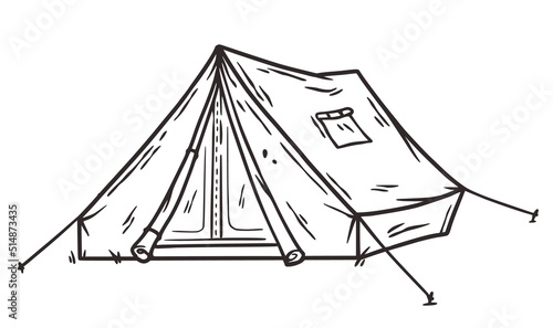 Tent for outside camping adventure. Camping tent for forest nature explore