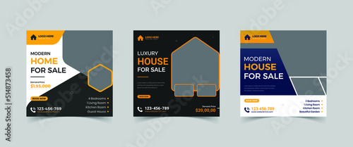 Real estate instagram social media promotion post design vector template