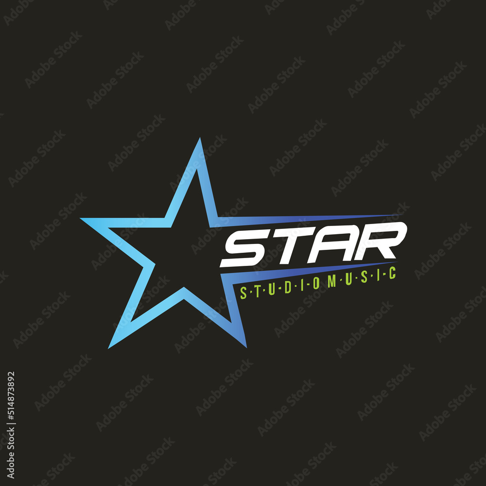 Obraz premium star patterned music studio logo, suitable for company logos, education related to music 