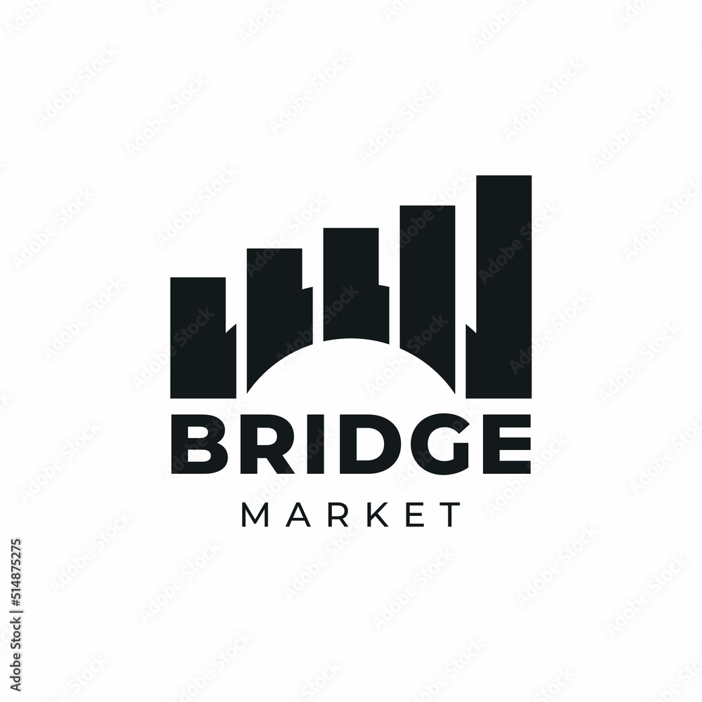Bridge market finance logo design, vector and illustration