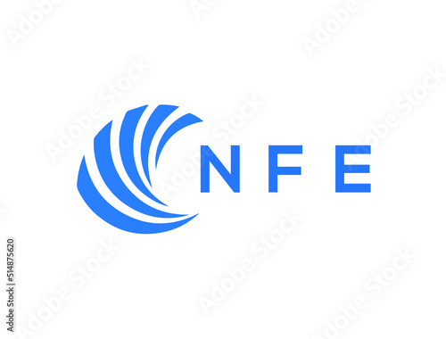 NFE Flat accounting logo design on white background. NFE creative initials Growth graph letter logo concept. NFE business finance logo design.
 photo