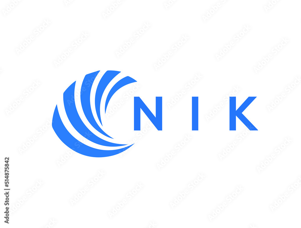 NIK Flat accounting logo design on white background. NIK creative initials Growth graph letter logo concept. NIK business finance logo design.
 - obrazy, fototapety, plakaty 