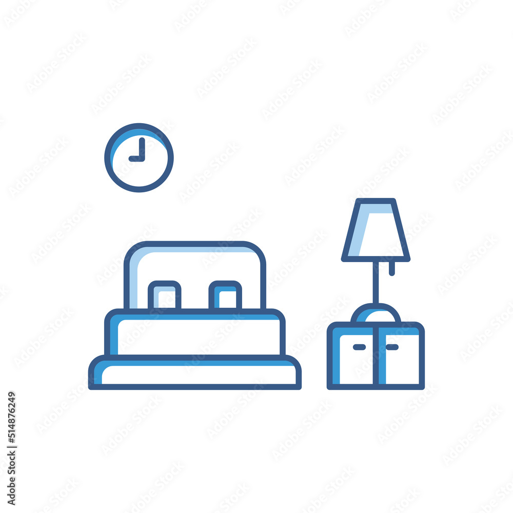 bedroom related icons. contains bed icon, wall clock, bed light. Two tone icon style. Simple design editable bedroom related icons. contains bed icon, wall clock, bed light. Two tone icon style. Simple design editable