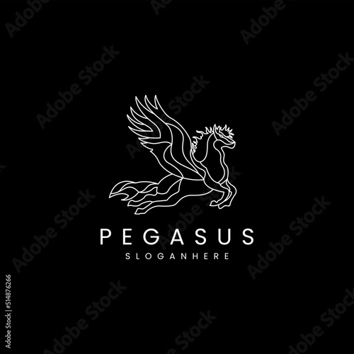 Pegasus logo design icon vector