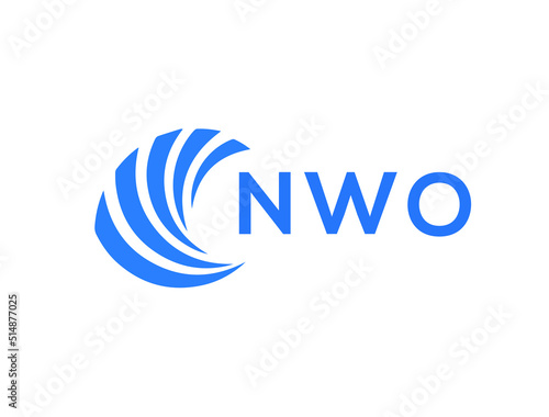NWO Flat accounting logo design on white background. NWO creative initials Growth graph letter logo concept. NWO business finance logo design.
 photo