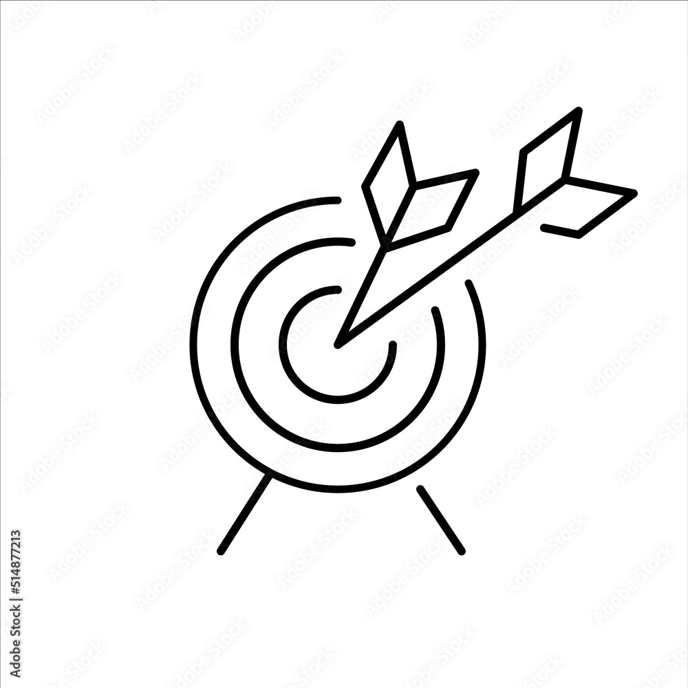 Arrows hitting target. Success and achievement. Pixel perfect, editable stroke line icon