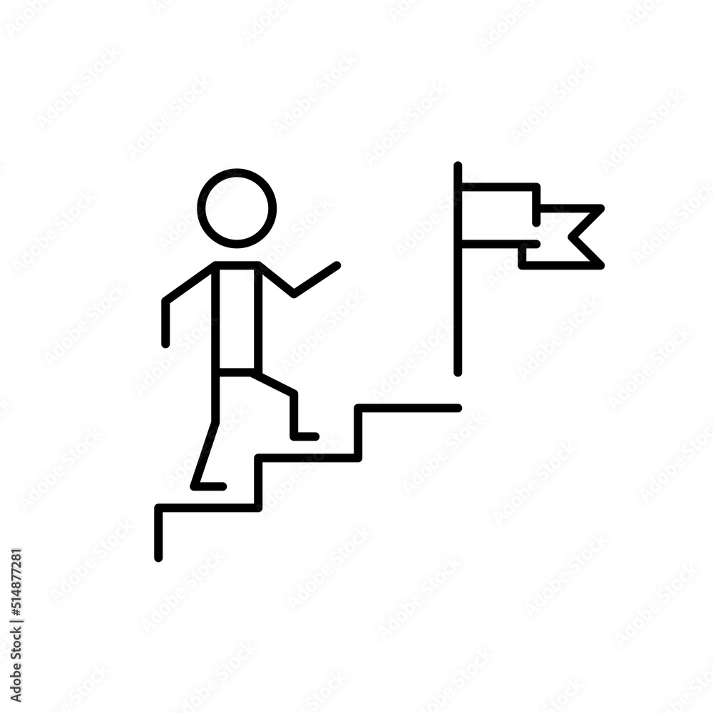 Person climbing a ladder to achieve success. Growth and development. Pixel perfect, editable stroke line icon Person climbing a ladder to achieve success. Growth and development. Pixel perfect, editable stroke line icon
