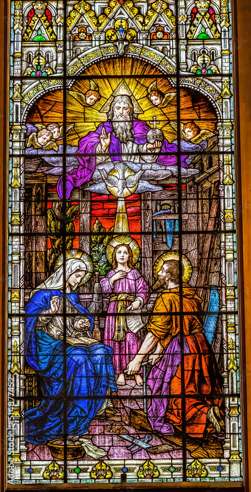 Jesus Mary Joseph God Stained Glass Gesu Church Miami Florida