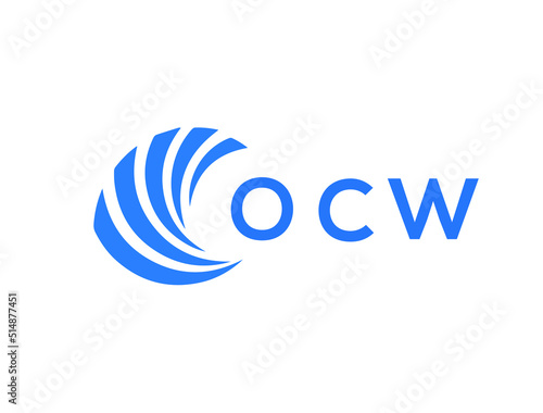 OCW Flat accounting logo design on white background. OCW creative initials Growth graph letter logo concept. OCW business finance logo design.
 photo