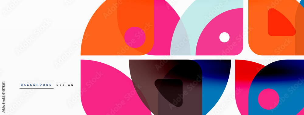 Colorful minimal geometric abstract background. Triangle shape with round elements, circles. Trendy techno business template for wallpaper, banner, background or landing Colorful minimal geometric abstract background. Triangle shape with round elements, circles. Trendy techno business template for wallpaper, banner, background or landing