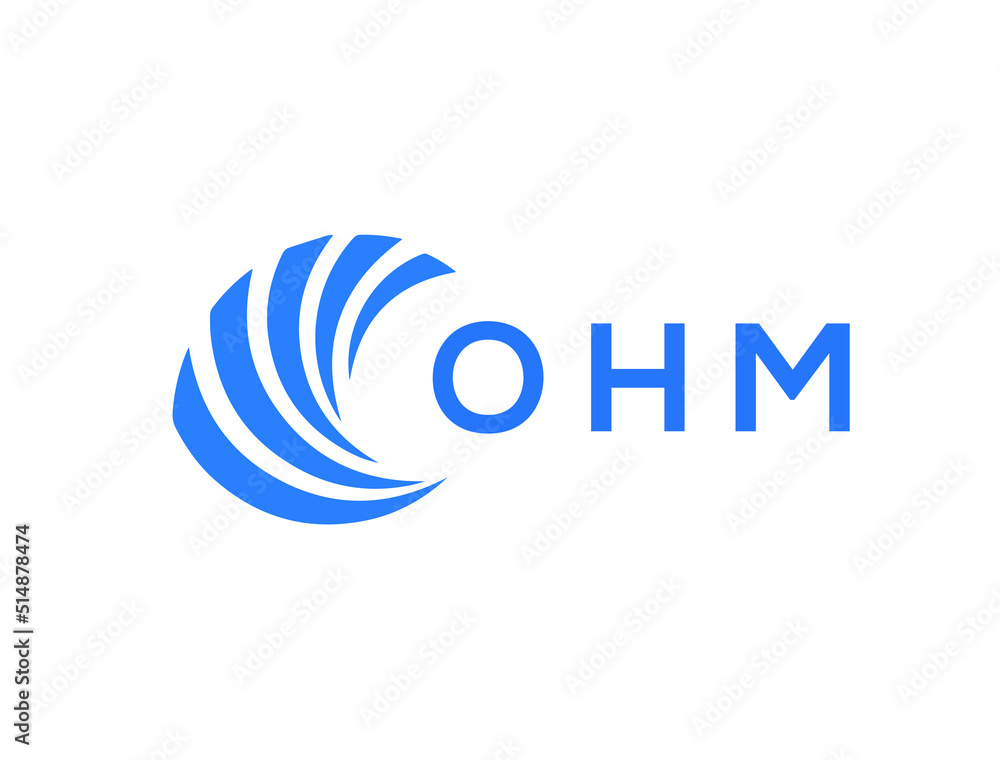 OHM Flat accounting logo design on white background. OHM creative initials Growth graph letter logo concept. OHM business finance logo design.
