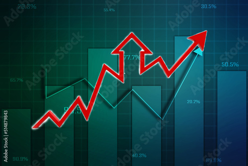 3d rendering business graph and documents. Stock market chart. Business graph background, Financial Background