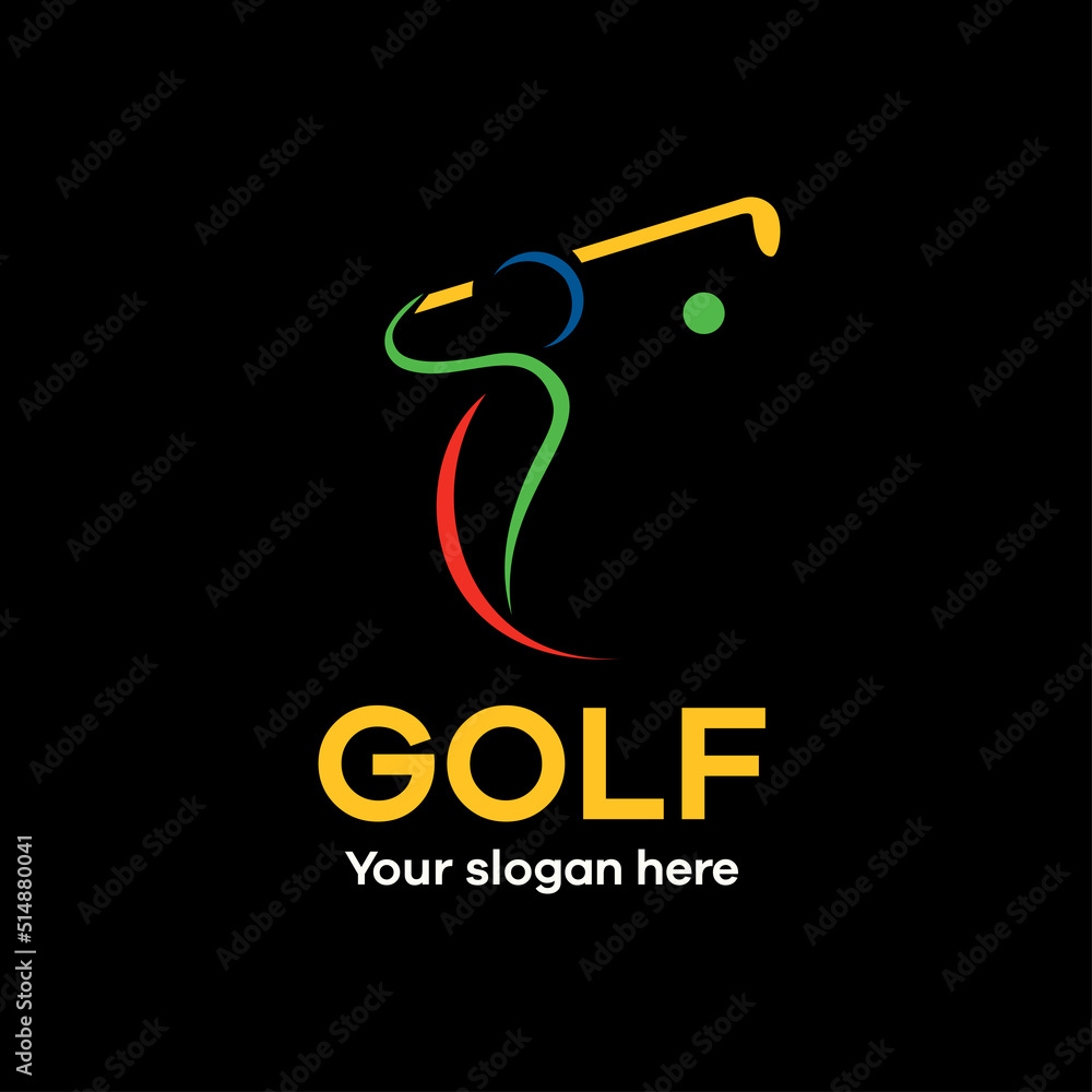 Fototapeta premium Golf colorful modern line logo template