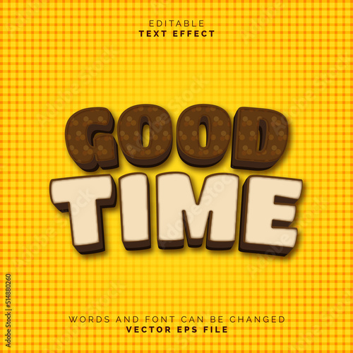Good Time text effect template with 3d type style and retro concept use for brand label and logotype sticker.