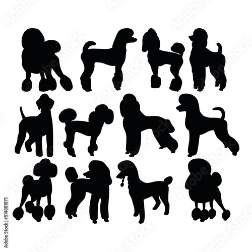 Dog silhouette. Black and white illustrations isolated.