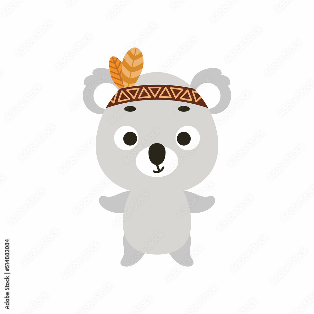 Cute tribal koala. Wild and free. Cartoon animal character for kids t-shirts, nursery decoration, baby shower, greeting card, invitation, house interior. Vector stock illustration Cute tribal koala. Wild and free. Cartoon animal character for kids t-shirts, nursery decoration, baby shower, greeting card, invitation, house interior. Vector stock illustration