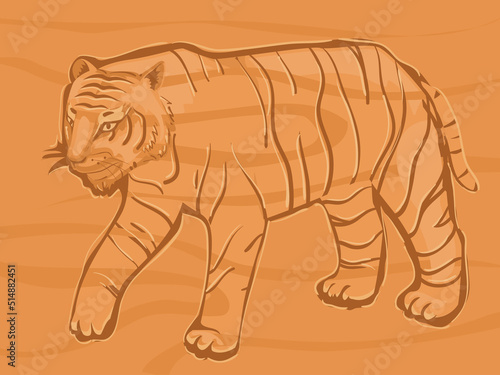 India Bengal Tiger Wood Car...