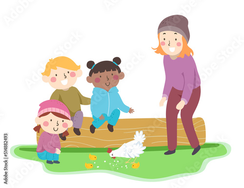 Kids Teacher Science Camp Chicken Illustration