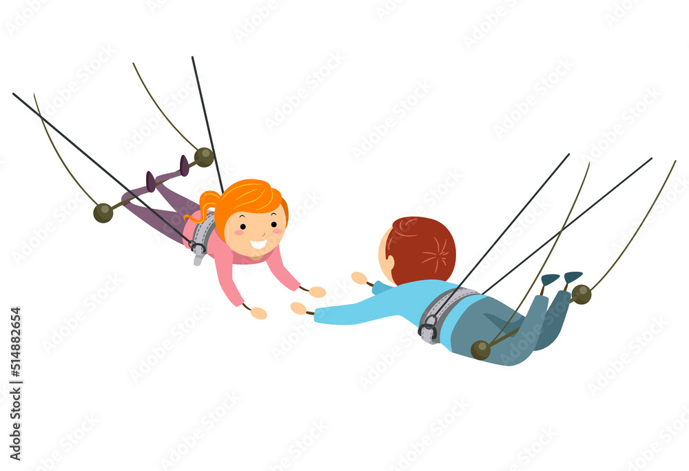 Stickman Kids Flying Trapeze Illustration Stock Vector | Adobe Stock