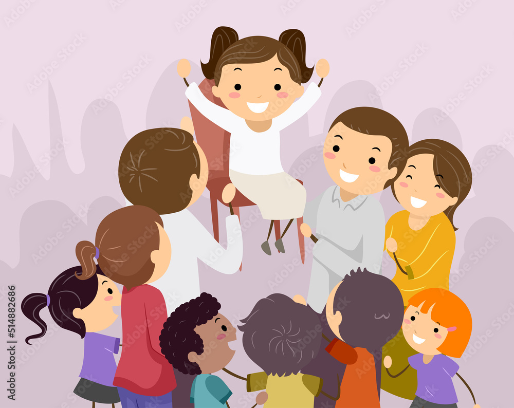 Stickman Kids Girl Bat Mitzvah Illustration Stickman Kids Girl Bat Mitzvah Illustration
