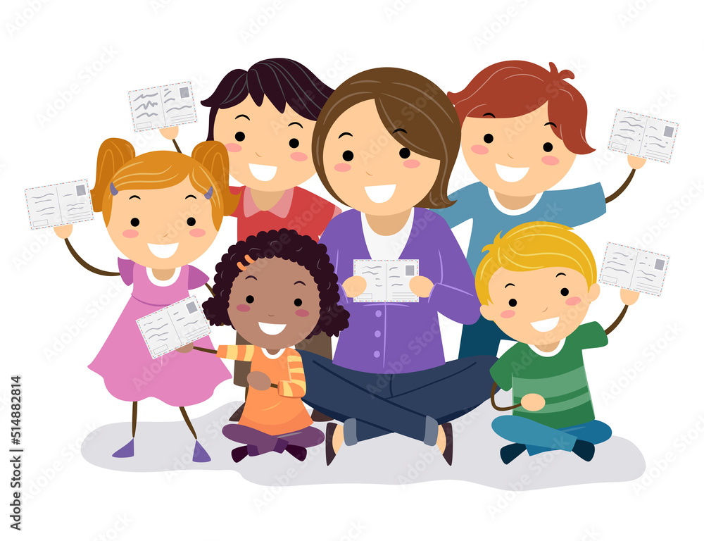Stickman Kids Teacher Show Postcard Letters Stickman Kids Teacher Show Postcard Letters