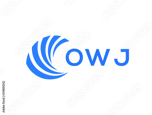 OWJ Flat accounting logo design on white background. OWJ creative initials Growth graph letter logo concept. OWJ business finance logo design.
 photo