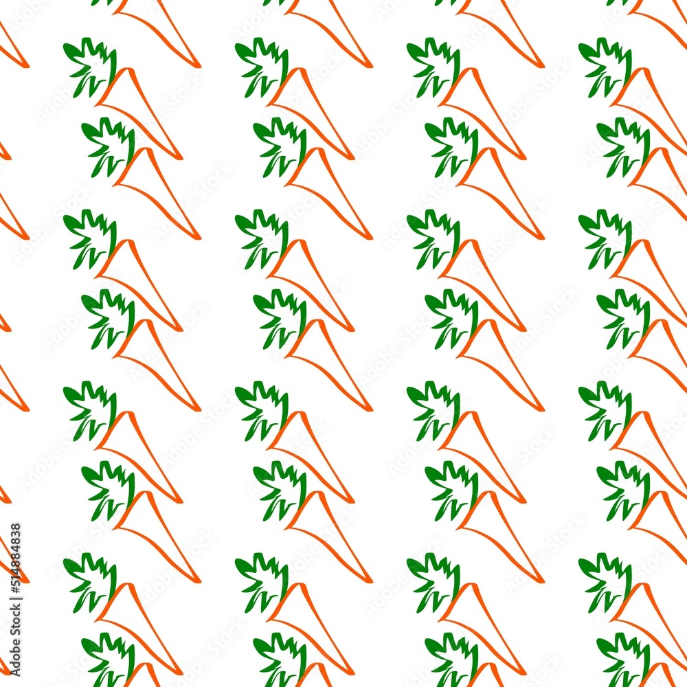 Carrot. Doodle illustration of carrots. Image for postcards and scrapbooking. Seamless pattern.