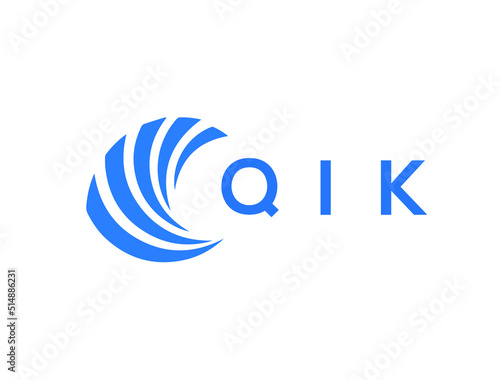 QIK Flat accounting logo design on white background. QIK creative initials Growth graph letter logo concept. QIK business finance logo design.
 photo