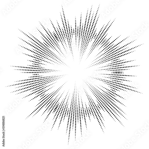Bursting rays. Sunburst frame. Abstract equalizer element with dotted lines for design. Vector illustration.