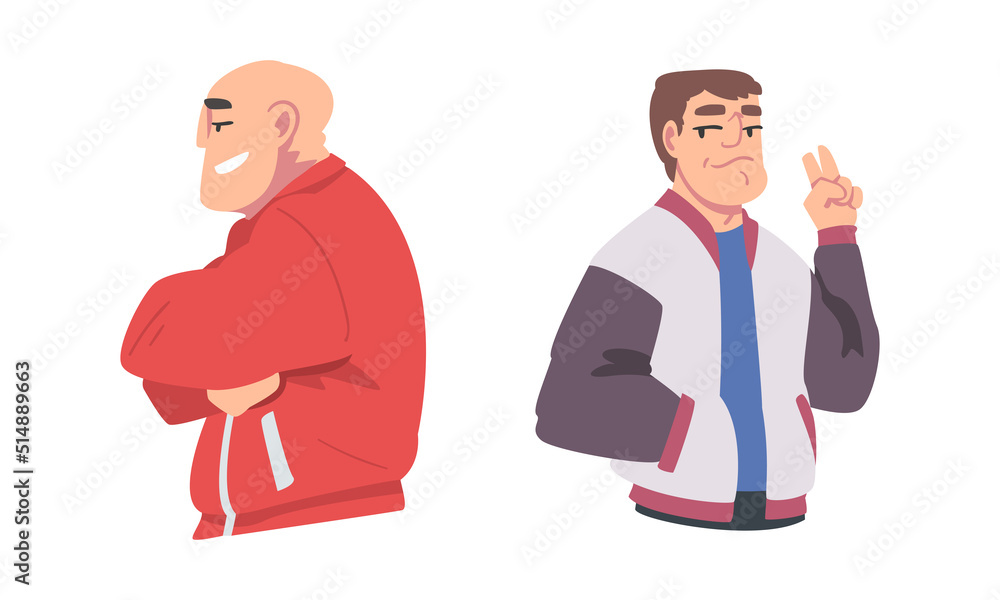 Confident Young Woman Standing with Folded Arms Showing V Sign Expressing Self Pride Vector Set Confident Young Woman Standing with Folded Arms Showing V Sign Expressing Self Pride Vector Set