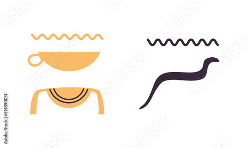 Hieroglyph of Ancient Egypt with Alphabetic Element Vector Set