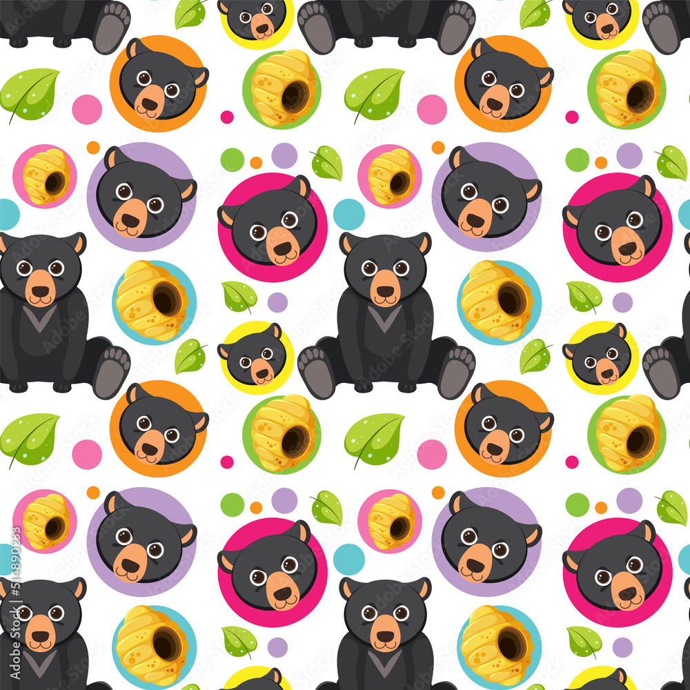 Black bear seamless pattern Black bear seamless pattern