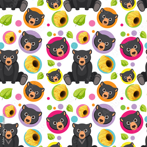 Black bear seamless pattern