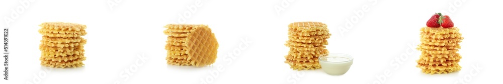 Photo set of waffles isolated on white background Photo set of waffles isolated on white background