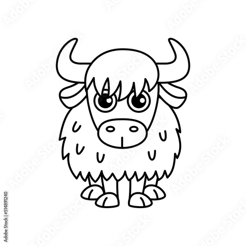 Coloring page funny smiling yak. Vector coloring book for childrens activity © Nataliia