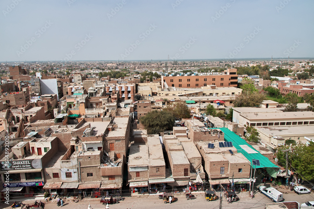Sukkur, Pakistan - 24 Mar 2021: The view of the center of Sukkur, Pakistan