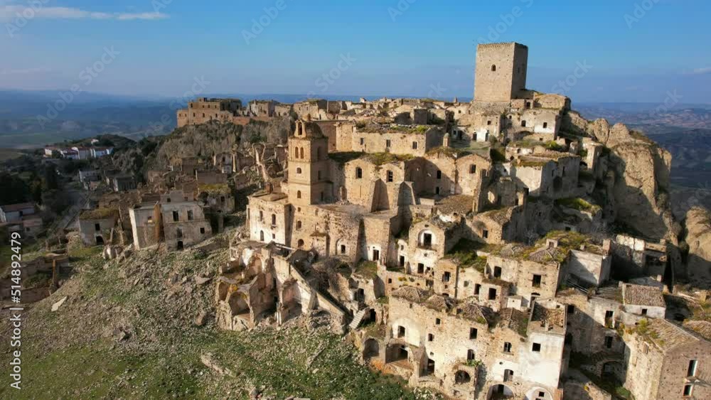 Craco is an abandoned town in Basilicata, Southern Italy. The ghost town was hit by a landslide in the 1960s, forcing the inhabitants to leave their homes. Craco is an abandoned town in Basilicata, Southern Italy. The ghost town was hit by a landslide in the 1960s, forcing the inhabitants to leave their homes.