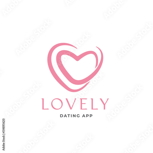 Love or heart dating app logo design template