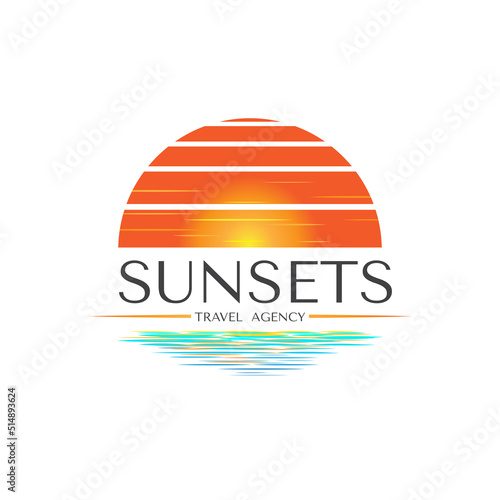 Travel Agency with best sunset view logo design template