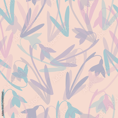 seamless pastel doodle flowers pattern  background , greeting card or fabric